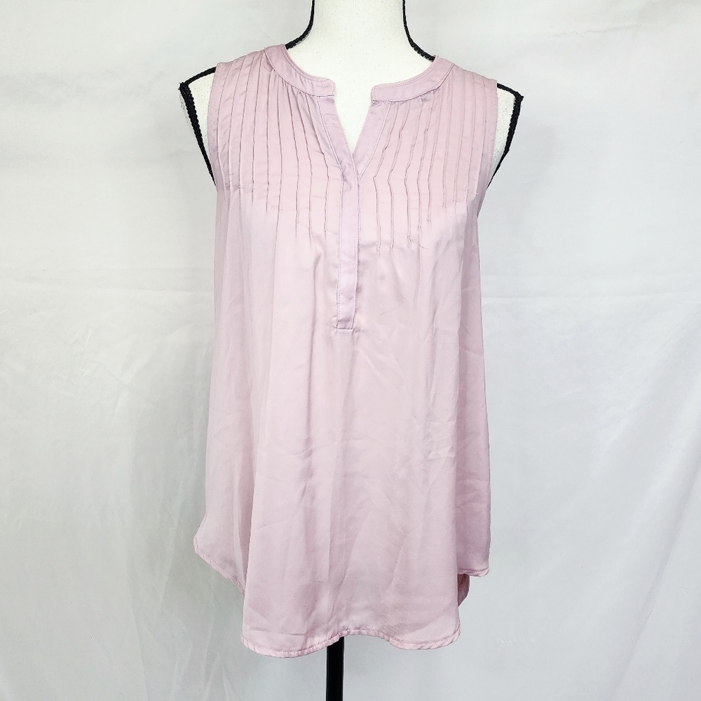 Merona Pintuck Button Placket Pleated Droptail Sleeveless Top